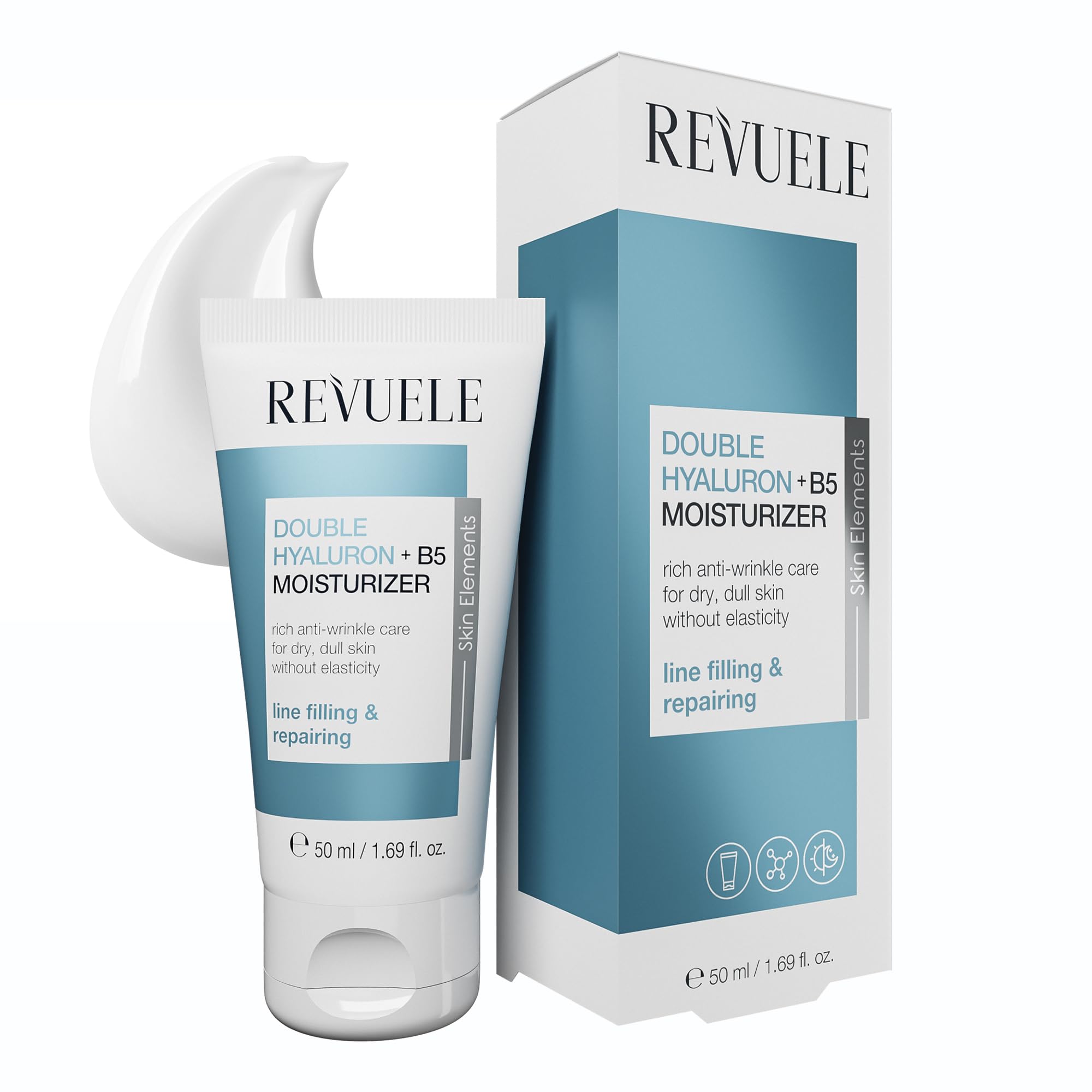 Crème Visage REVUELE Double Hyaluron + B5 – Hydratante et Régénérante, Lisse Les Ridules, Renforce La Barrière Cutanée, 