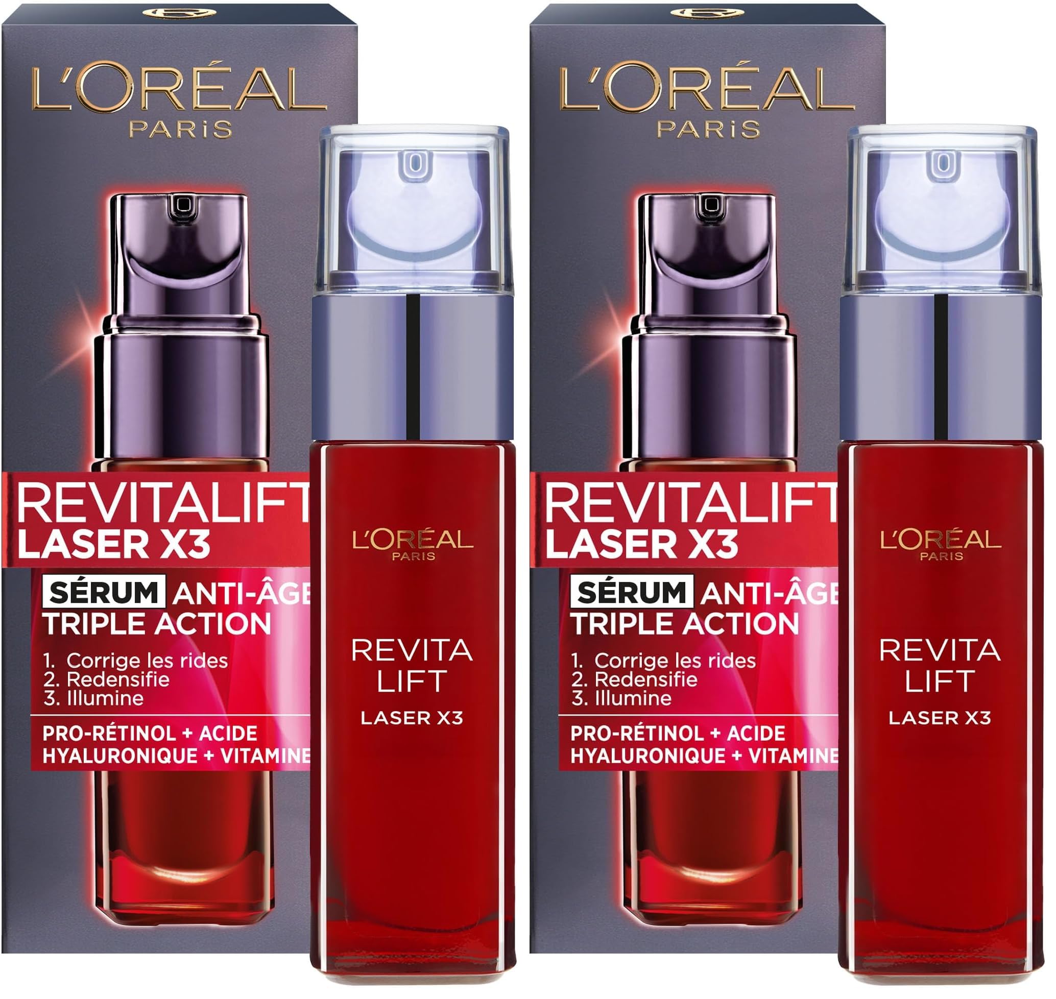 L'Oréal Paris Revitalift Laser X3 Sérum Anti-Âge 3 Actions Multicorrекtion 30ml Peau Neuve Pour Tous Types de Peaux Hyal